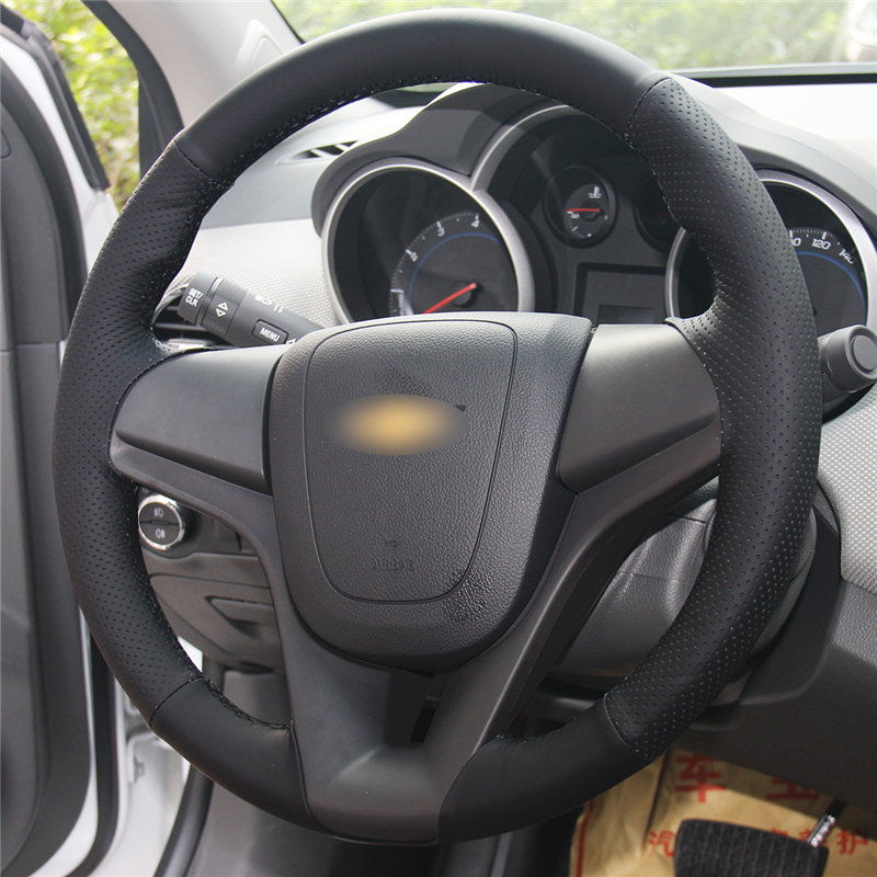 Loncky Auto Custom Fit OEM Black Genuine Leather Suede Car Steering